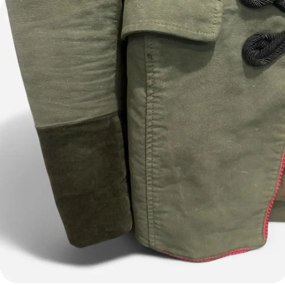Free People Army Green Military Jacket XS Braided Trim Victorian Cotton